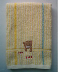 Sunvim 27.5" x 55" Embroidery Cotton Bath Towel, Bear, Yellow